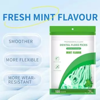 Sturdy 100pcs Mint Flavor Dental Floss Wear Resistant Ultrathin Peppermint Flavor Teeth Floss