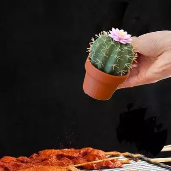 Sturdy Plant Seasoning Box With Flower Seasoning Jar Creative Cactus Seasoning Cup Camping зелёный