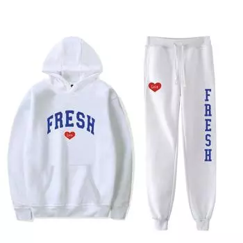 Sturniolo Triplets толстовка с капюшоном и брюки для бега, комплект из двух предметов, толстовки + спортивные штаны, новый модный мужской и женский комплект с логотипом Fresh Love 2023 M белый