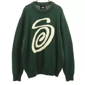 STUSSY Свитер с длинным рукавом L Темно-зеленый трикотаж Мужской Б/У