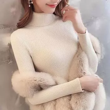 Style13 Цвет осень-зима женский вязаный свитер с воротником повседневный мягкий джемпер с воротником поло модные тонкие женские эластичные пуловеры One Size 40-65kg абрикосовый