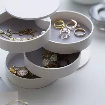 Style Compartment Dust-proof Makeup Rack Ring Box Earring Storage Rotate Jewelry Boxes Storage Case