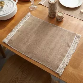 Style Cotton Linen Household Party Supplies Fringed Napkin Table Decor Table Mats Placemats small grid