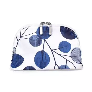 STYLE Decor Round Cute Navy W1005100 Women s Pouch, Cosmetic/Makeup Pouch, Small, Leaf,