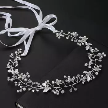 Style Headband Headband Rhinestone Pearl Headdress Wedding Accessories Bridal Hair Accessories серебряный