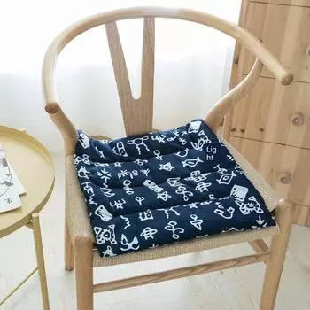 Style Retro Upholstered Dining Chair Cushion Non-Slip Lace-up Portable All Year Round Computer Chair Cushion Cotton and Linen Breathable Cushion Oracle thin (back beige Non Slip granules) 40X40cm