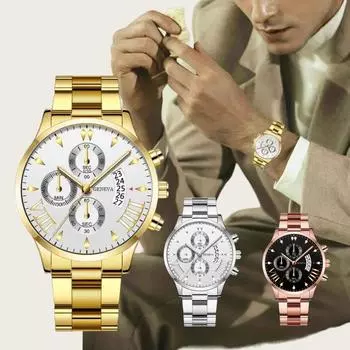 Style Simple Watch Band Round Dial Men s Luxury Stainless Steel Quartz Watch for Business Activity