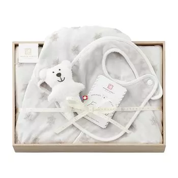 Полотенце Stylem Imabari от Imabari Baby Gift Подарочный набор из 3 предметов: пончо для купания с капюшоном x 1 нагрудник x 1 нигиниги x 1 первое полотенце Первое полотенце серое детское серый