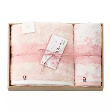 Stylem Imabari Towel Made by Imabari Sakura Monori Towel Set Gift Set of 2 Bath Towel x 1 x Face Towel x 1 x Cherry Blossom Dyed Made in Japan