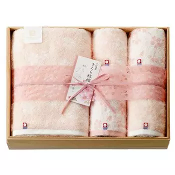 Stylem Imabari Towel Made by Imabari Sakura Monori Towel Set Gift Set of 5 Bath Towel x 1 x Face Towel x 2 x Wash Towel x 2 x Cherry Blossom Dyed made