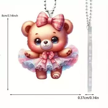 Stylish Acrylic 2d Love Bear Car Hang Decoration Charm Perfect For Keys Bags And