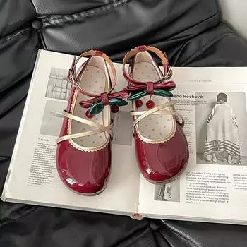 Stylish and elegant round head Mary Jane shoes bow Lolita single shoes women s summer retro low-heeled small leather shoes 35