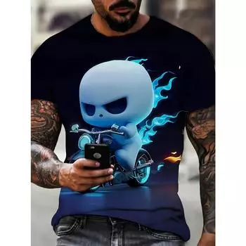 Стильная и веселая футболка с 3D-принтом «Маленький скелет», футболка Cool Boy, S