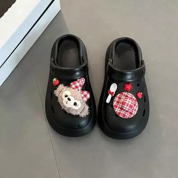 Stylish and simple cartoon versatile cute Shirley Mei hole shoes women s summer new thick-soled outer wear cool slippers 36-37