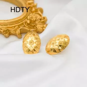 Stylish and simple design Titanium steel oval rhombus stud earrings 18k gold individual cold niche earrings золотой