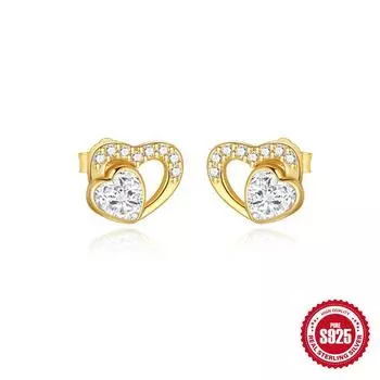 Stylish And Simple Ins Wind S925 Sterling Silver Tetragonal Star Zircon Love Opal Opal Opal Earrings Earrings 925 Silver