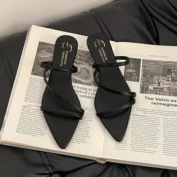 Stylish and simple pointed-toed open-toed sandals for women s summer new models, versatile and comfortable, versatile slippers are trendy 35