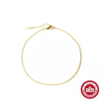 Stylish And Simple S925 Sterling Silver Classic Basic Side Chain Daily Matching Women S Bracelet 925 Silver золотой