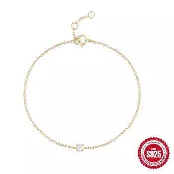 Stylish And Simple S925 Sterling Silver Single Diamond-Encrusted Daily Basic Matching Opal Premium Bracelet 925 Silver золотой