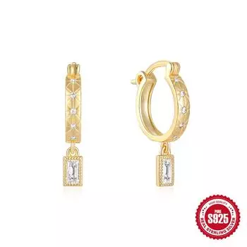 Stylish And Simple S925 Sterling Silver Square Diamond-Encrusted Retro Earrings, Daily Matching Earrings, Earrings. 925 Silver
