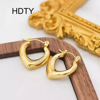 Stylish and simple stainless steel love ear buckle plated with 18k gold temperament versatile earrings fashion золотой