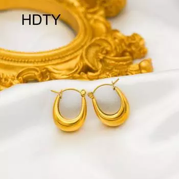 Stylish and simple U-shaped design hollow ear buckle titanium steel plated with 18k gold explosive temperament high-end earrings золотой