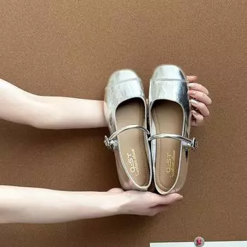 Stylish and versatile, simple one-button Mary Jane shoes, women s summer new round head with skirt flats 35