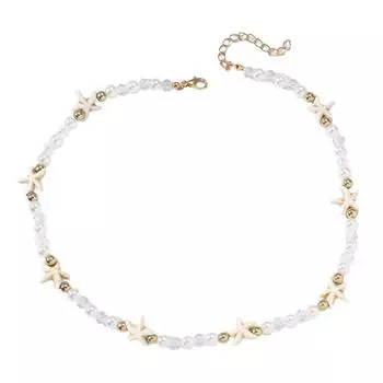 Stylish Beach Necklace Handmade Jewelry Starfish Necklace Women Accessories Short Necklace Suitable for Party Daily белый