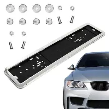 Stylish Car License Number Plate Holder Stainless Steel License Plate Frame European серебряный