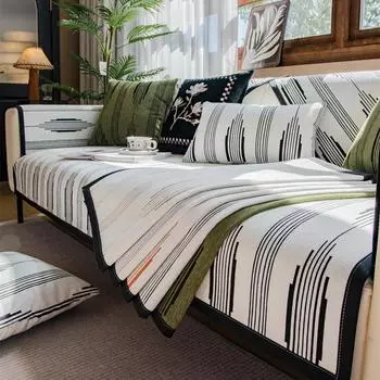 -Stylish Chenille Couch Cover, 3 Seater Sofa Cushion, Anti Cat Scratch, Non Slip Chair Slipcover for Living Room 70x70cm 1pc