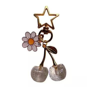 Stylish Cherry and Flower Key Holder Fruit Shape Key Ring Handbag Embellishment for Fashionable Women and Teens 4