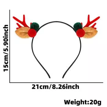 Stylish Christmas Antler Headband With Cute Bells And Colorful Bow For Festive Celebrations Red Green Pom