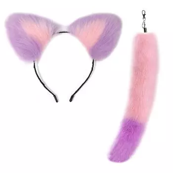 Stylish Fox Tail Pendant Keychain Adornment Dainty Cat Ear Hairband Portable Car Charm for Bag Backpack Decoration 2