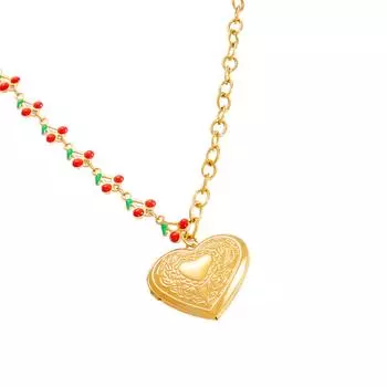 Stylish Fruit Shaped Glass Pendant Necklace with Stainless Steel Chain Ideal for Women Seek Unique Accessories 33