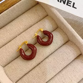 Stylish Geometric Red Earrings Women S Design Sense Premium Earrings Retro French Earrings