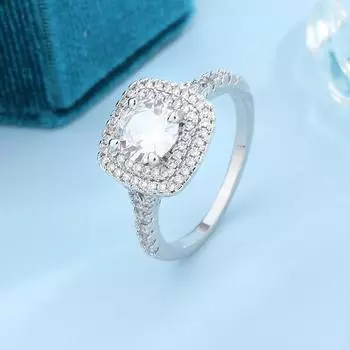 Стильное геометрическое блестящее женское кольцо с цирконием, изысканное ювелирное кольцо для вечеринки, свадебное ювелирное украшение, подарок на годовщину 6 белый