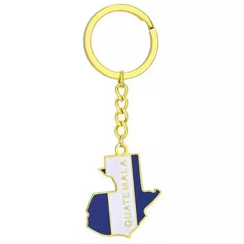 Stylish Guatemala Map Flag Keyring Gold/Silver Color Keychain Ethnic Style Key Rings Accessory for Culture Enthusiasts золотой