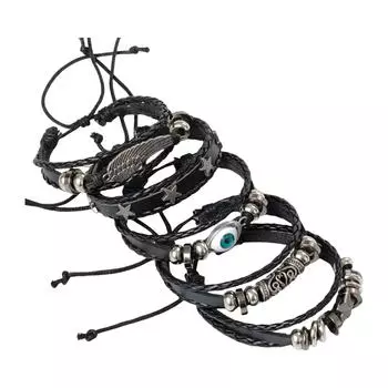 Stylish Handmade Braided Leather Bracelets Unisex Bracelets Cord Bracelet Adjustable Woven Bracelet Leather Texture