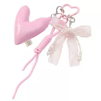 Stylish Heart Bows Bag Accessory With Fashion Detail And Practical Designs Car Keychain Purse Ornament Ladies розовый