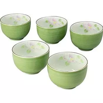 Stylish hot water Arita ware Wakakusa sasanqua tea set Japanese Cup x5pcs set cup Porcelain/Size(cm) 8.8x5.5/No693215