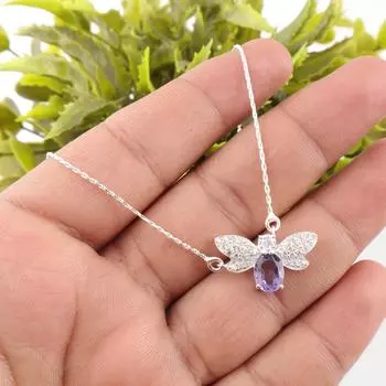 Stylish Iolite Gemstone 925Sterling Silver Jewelry Zircon Pendant For Women Gift CZP-12-13