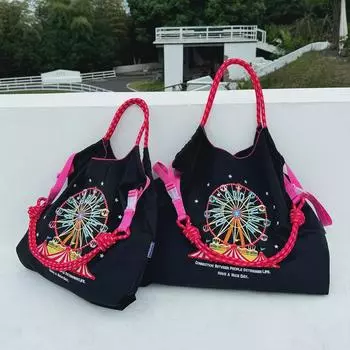 Stylish Japanese Embroidered Ball Chain Ferris Wheel Shoulder Bag Strap