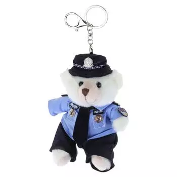 Stylish Keychain Pendant Cartoon Police Bear Dolls Bag Pendants Bag Charm Backpack Pendant Gift for Law Enforcement Fans белый