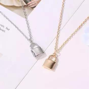 Stylish Lock Shaped link Chain Punk Necklaces Pendants Clavicle Chain Fashion Accessories Jewelry золотой