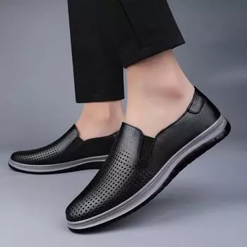 Stylish Men Loafers New High Quality Men s Driving Shoes 2024 Genuine Leather Mens Slip on Shoes All-match Flat Designer Flats 38 чёрный