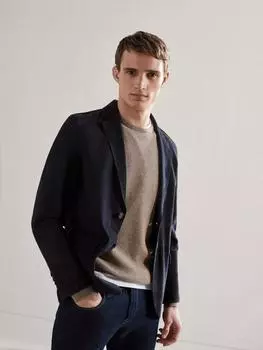 Стильный мужской темно-синий мягкий замшевый кожаный блейзер ручной работы для официальных вечеринок и повседневных мероприятий S темно-синий