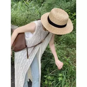 Stylish Niche Style Bandage Dress Blouse Knitted Vest Skirt Summer Women s Outer Split Maxi Dress Chic Skirt Milk apricot XL