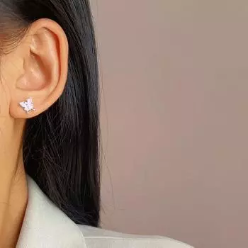 Stylish pink butterfly earrings simple design single butterfly earrings punk jewelry gift