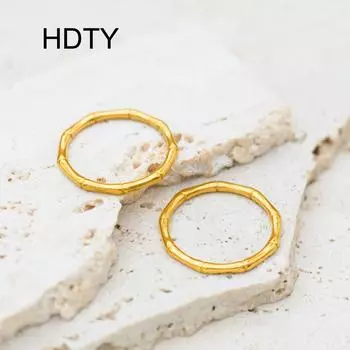 Stylish simple and cold titanium steel non-fading bamboo ring plated with 18k gold personalized niche design plain ring ring No. 6 золотой