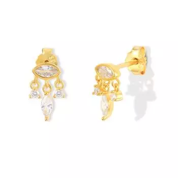 Stylish Simple Ins Wind S925 Sterling Silver Crown Horse Eye Diamond Simple Classic Stud Earrings 925 Silver